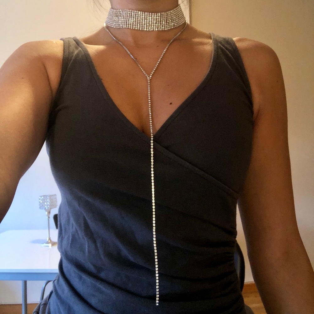 Nwot Statement Rhinestone Choker - image 1